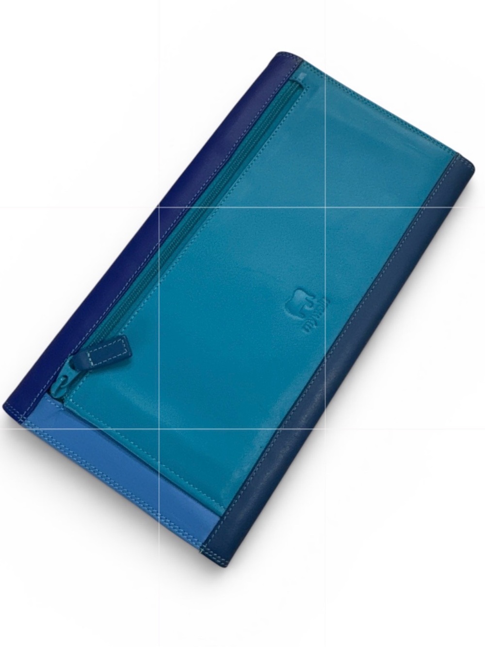 Mywalit Blue Leather Long Passport Documents Ticket Wallet Hold Multiples